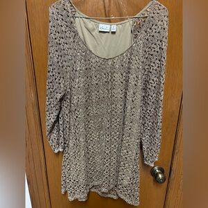 Kim Rogers Gold metallic lace blouse